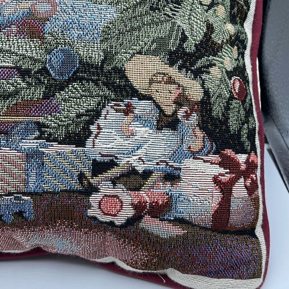 Vintage Arlee Home fashions tapestry Christmas Caroling pillow. - Picture 3 of 8